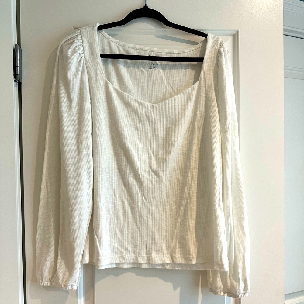 GAP Women's Long Sleeve Ivory Scoop Neck Tee